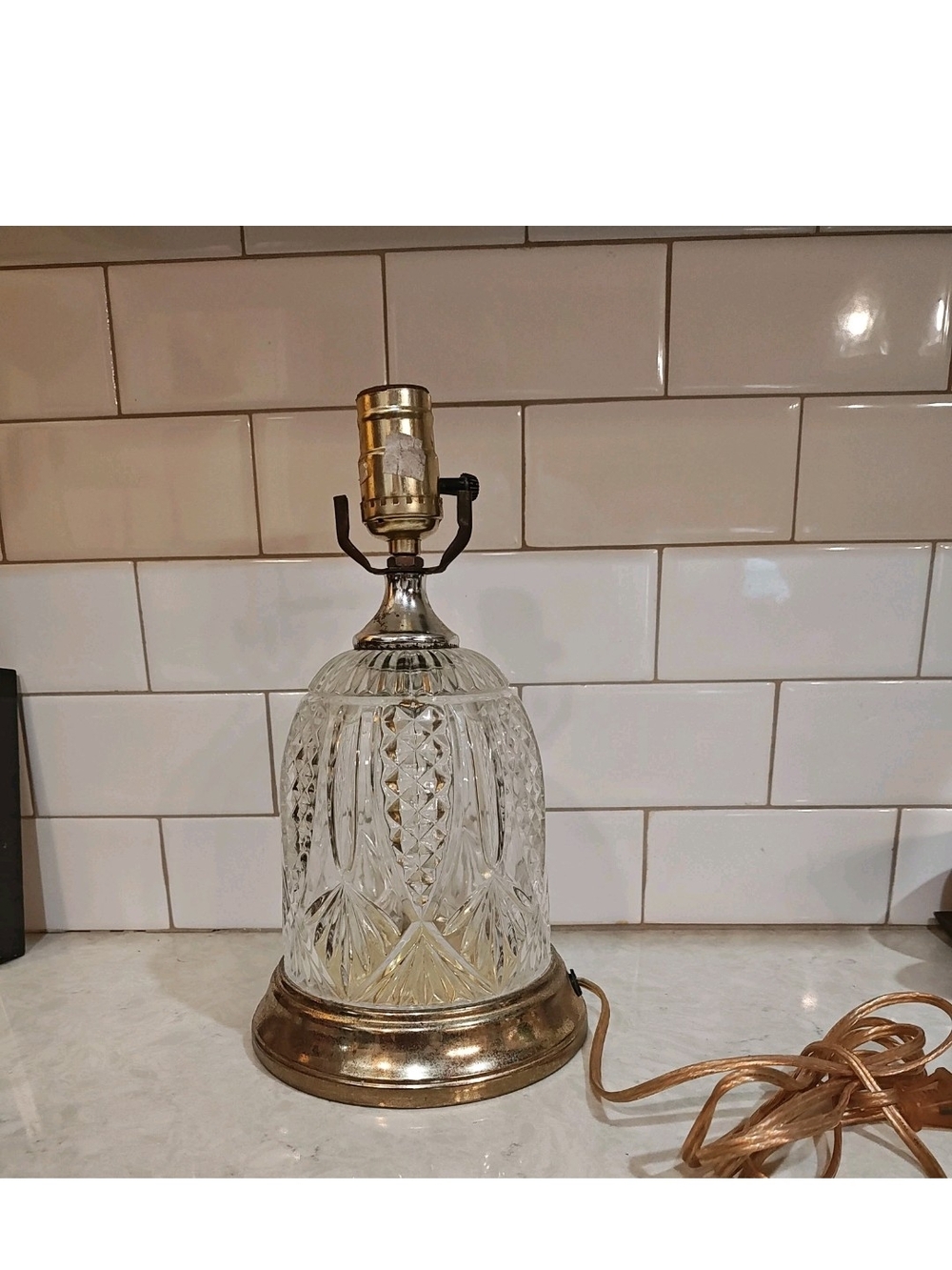 Vintage Lead Crystal Lamp Cut - Brass Base - 60’s to 80’s